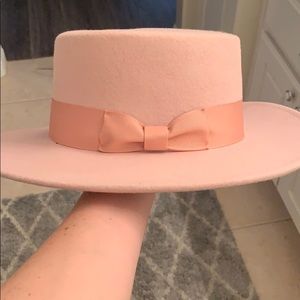 Lack of color pink boater hat